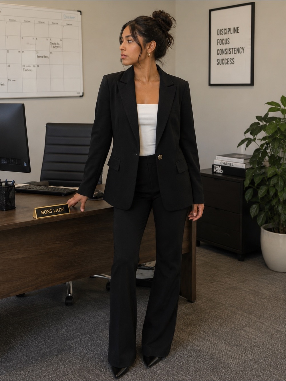 Calvin Klein Black Tailored Blazer with Single Button
